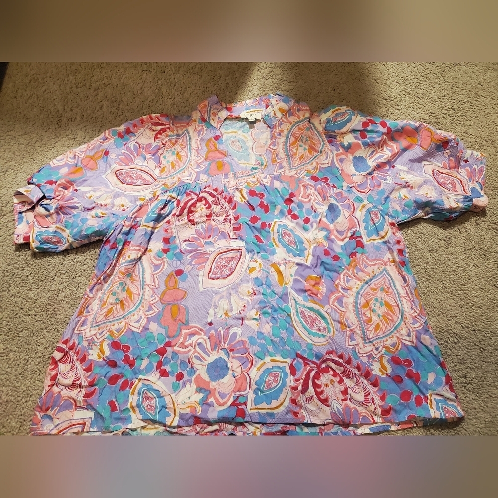 Umgee Multicolor Oversized Floral Blouse